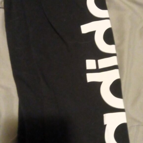 Adidas Black Leggings - Women's Plus Size 3X 3XL - White 'Adidas' Leg Logo - Picture 2 of 3